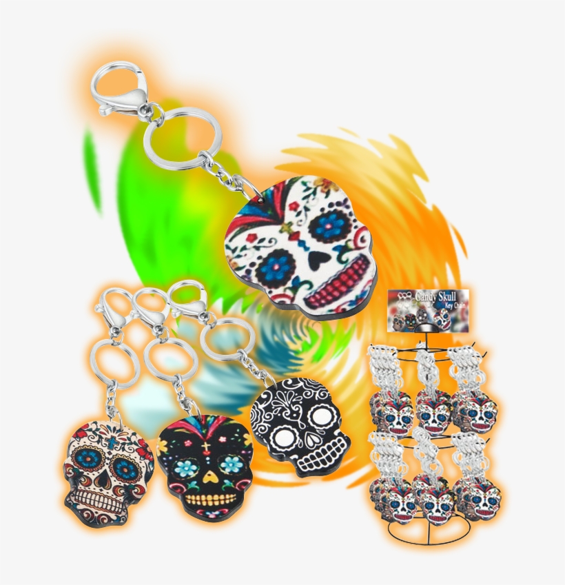 Candy Skull Key Chain - Day Of The Dead "dia De Los Muertos" Sugar Skull Necklace, transparent png download