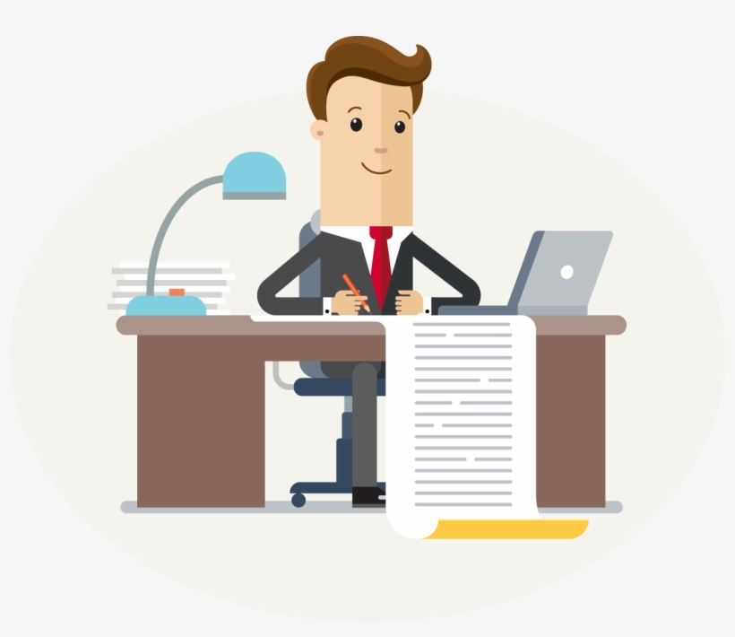An Illustration Of An Accountant Sitting At A Desk - Accountant At Desk, transparent png download