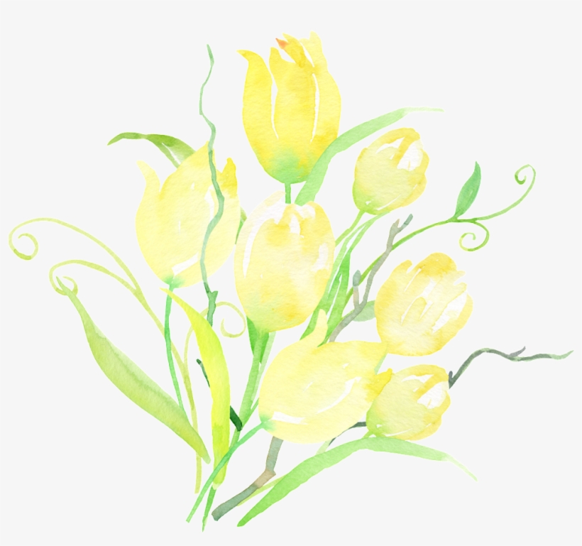 Yellow Gradient Floral Transparent - Watercolor Painting, transparent png download