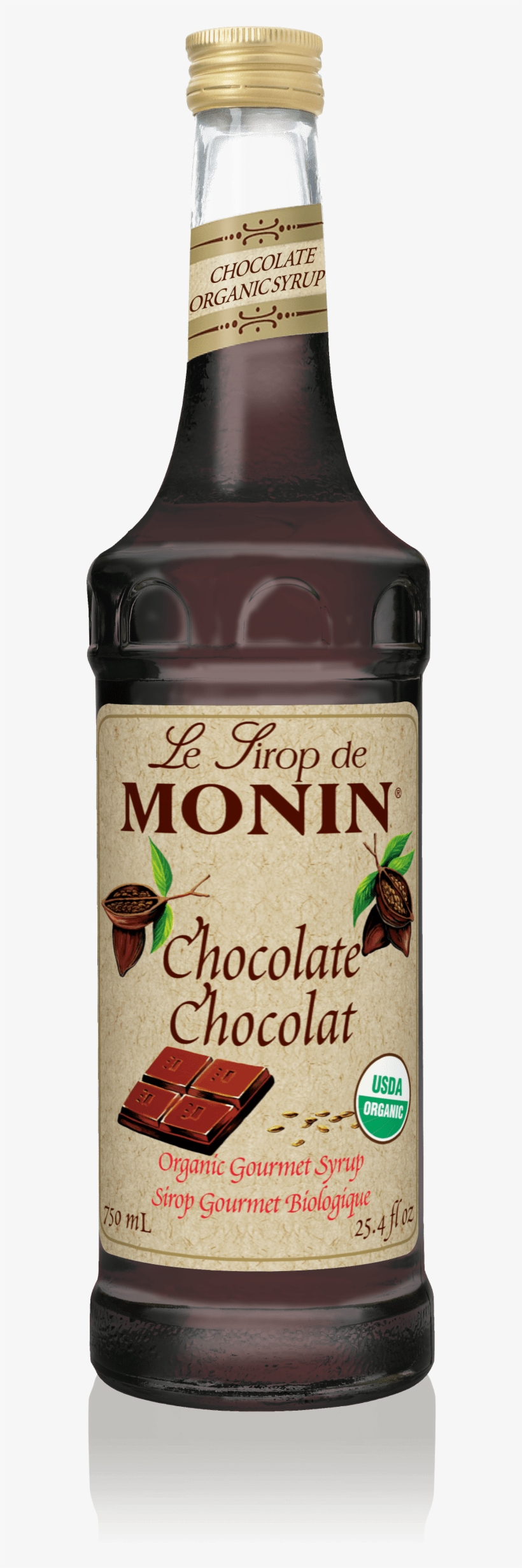 Organic Chocolate Syrup Monin - Monin Organic Chocolate Syrup 750 Ml, transparent png download
