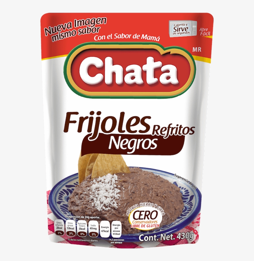 Chata Frijoles Refritos Negros 430g - Chata Chicken With Mole Sauce, transparent png download