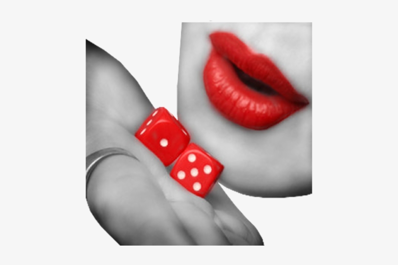 Casino Dice & Playing Cards - Red Lips With Dice, transparent png download