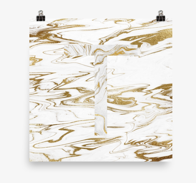 Liquid Gold Marble Letter Print, Letter T - High-heeled Shoe, transparent png download