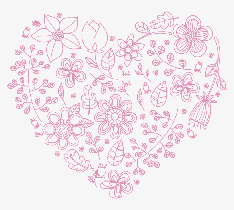 Medium Image - Pink Floral Heart Design, transparent png download