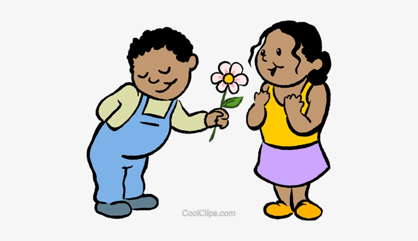 Little Boy Giving A Girl A Flower Giving A Flower Clip Art Transparent Png 480x393 Free Download On Nicepng
