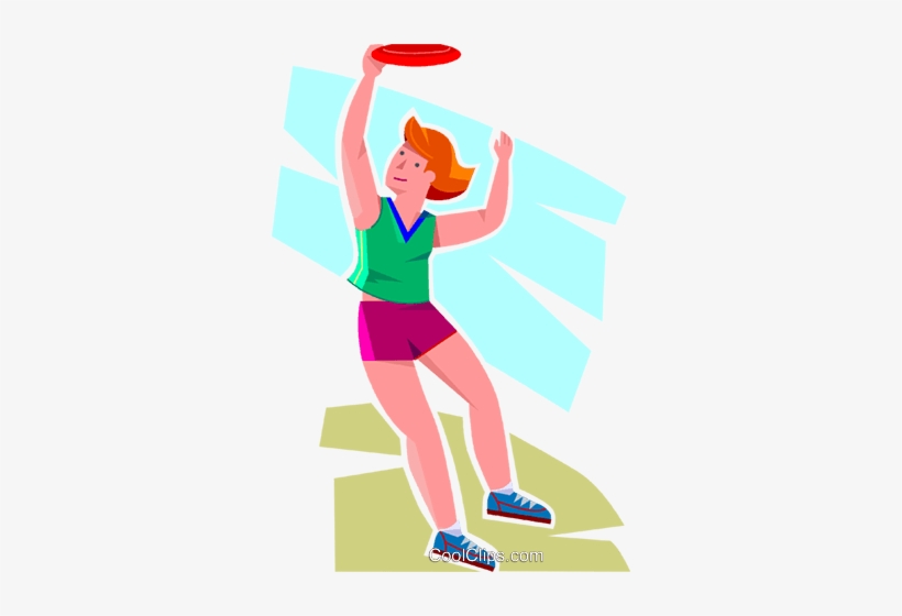 Girl Jumping For A Frisbee Royalty Free Vector Clip - Cartoon, transparent png download