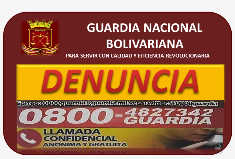 0800denuncia - Rif De La Guardia Nacional Bolivariana, transparent png download
