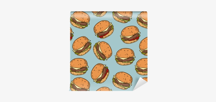 Papel Pintado Patrones Sin Fisuras Con Sabrosa Hamburguesa - Wallpaper, transparent png download