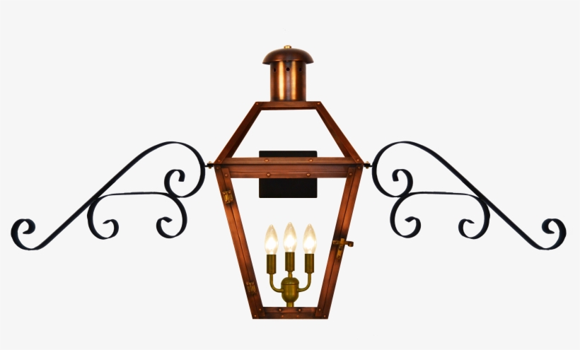 Georgetown Wall Electric Lantern With Fancy Mustache - Gas Lantern Mustache Bracket, transparent png download