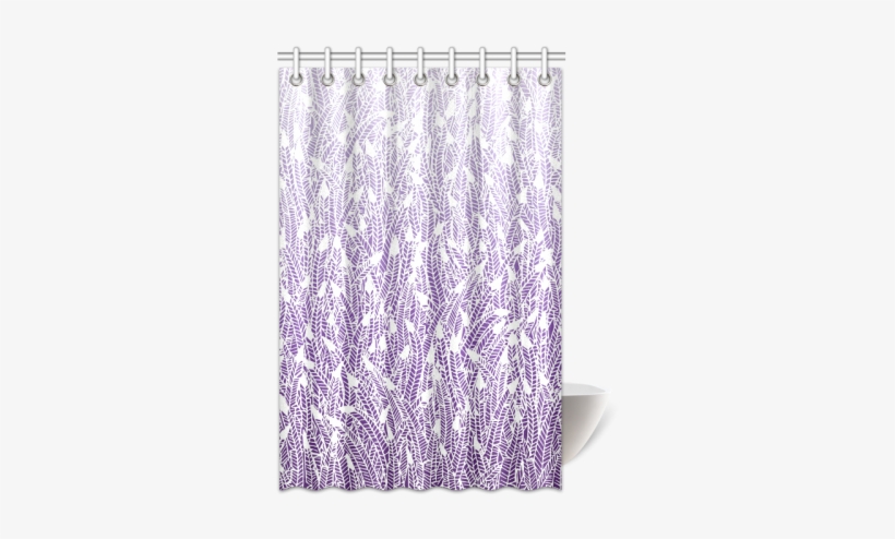 Purple Ombre Feathers Pattern White Shower Curtain - Curtain, transparent png download