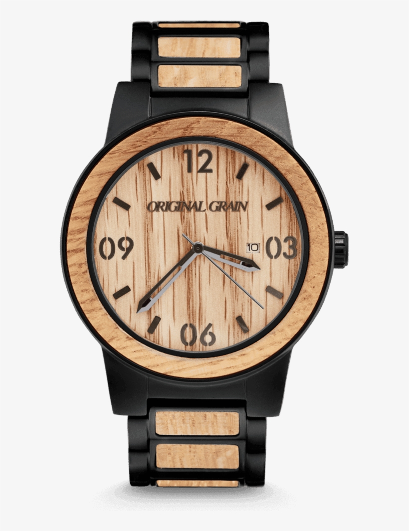 Whiskey Barrel Black 47mm By Original Grain - Original Grain The Barrel Leather Strap Watch, 47mm, transparent png download
