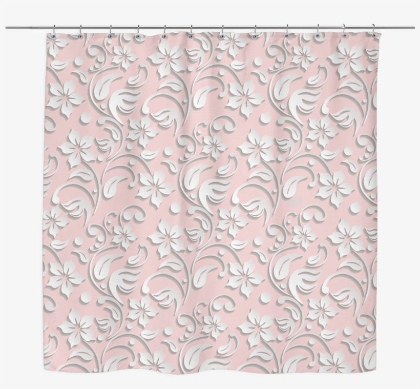 White Embossed Floral Print Shower Curtain 70 X 70, transparent png download