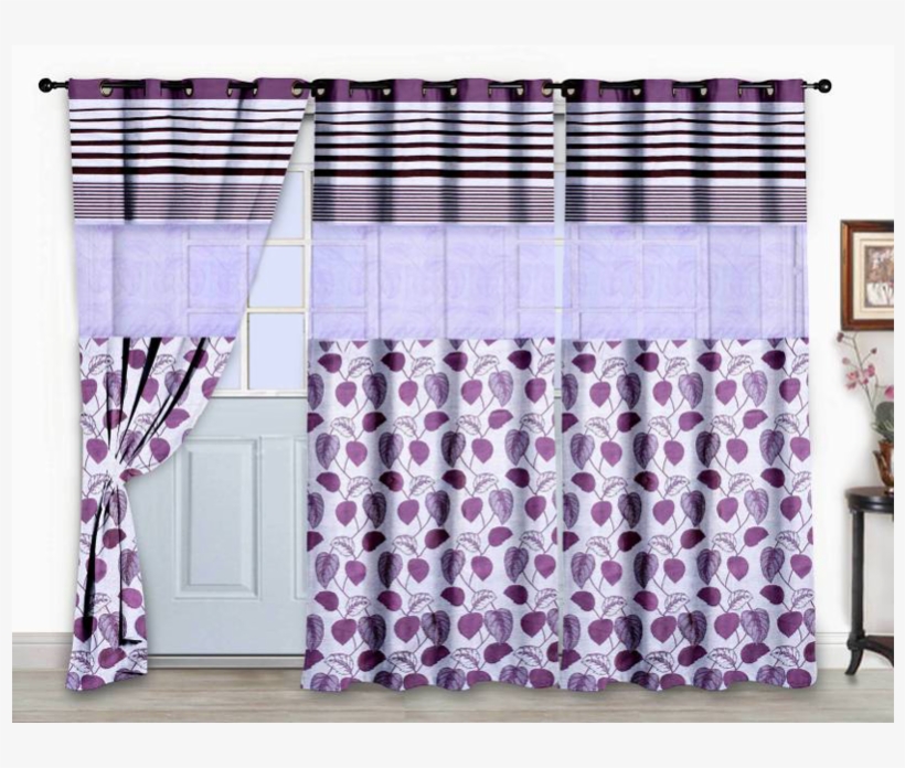 Pink Designer Set Of 3 Eyelet Door Curtains - Window Covering, transparent png download