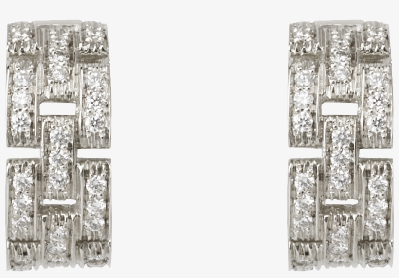 Maillon Panthère Earrings, 3 Diamond-paved Rowswhite - Cartier Maillon Panthere Earrings, transparent png download