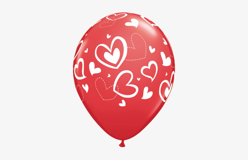 11" Redondo, Rojo Con Corazones Mezclados Y Unidos - Happy Birthday Music Balloon, transparent png download