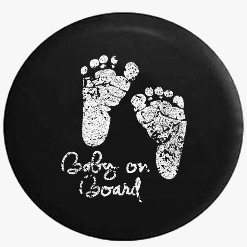 Baby On Board Foot Prints Jeep Camper Spare Tire Cover - Pegatinas Coche De Bebes, transparent png download