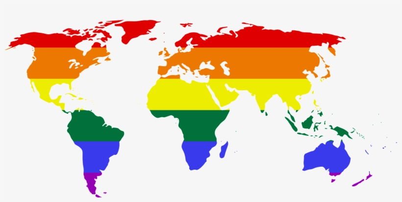 World Gallery - World Map With Gay Flag, transparent png download