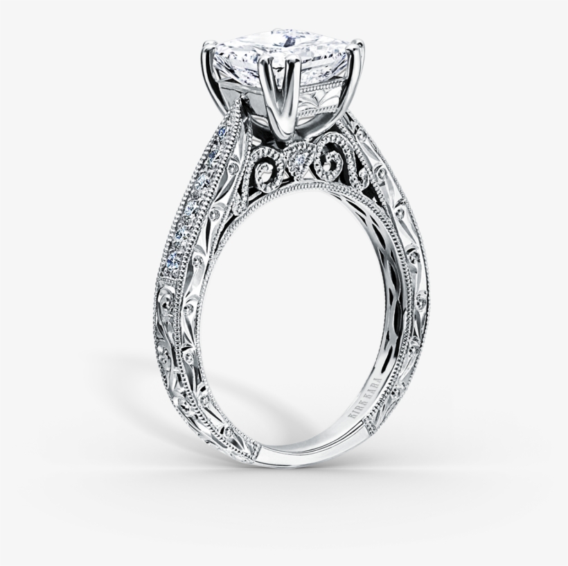 Anillos De Matrimonios - Vintage Princess Cut Halo Rings, transparent png download