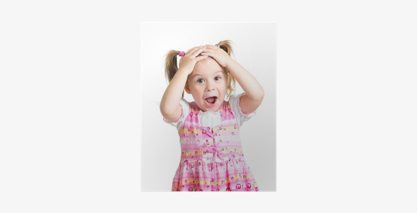 Little Girl Kid Surprised With Hands On Her Head Isolated - Surprised Kid, transparent png download