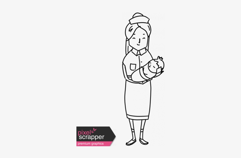 People Kit 002 Nurse Outline - Outline Image Of Nurse, transparent png download