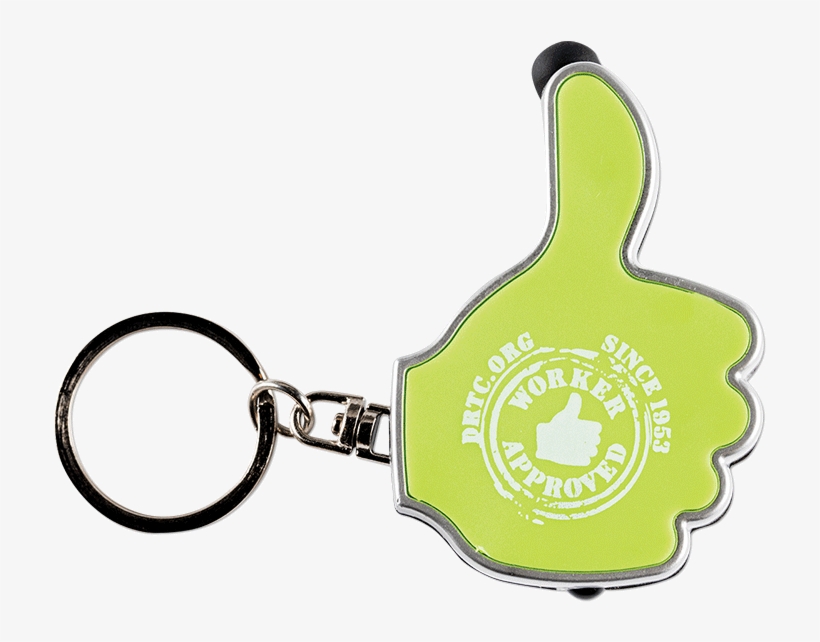 Lime-colored Thumbs Up Keyring With The Words Drtc - Thumb Signal, transparent png download