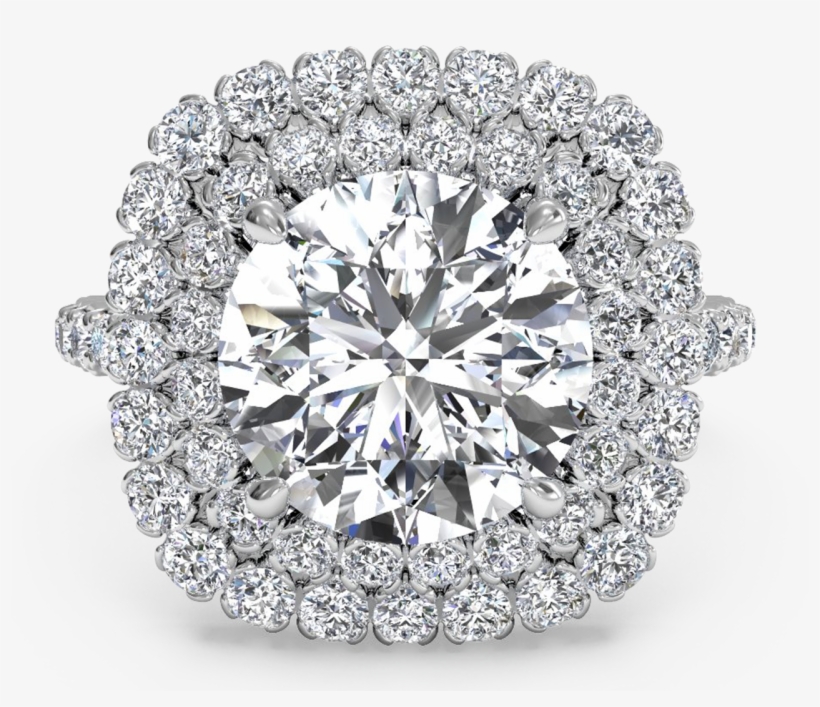 Double French-set Halo Diamond Band Engagement Ring - Engagement Diamond Ring For Girl, transparent png download