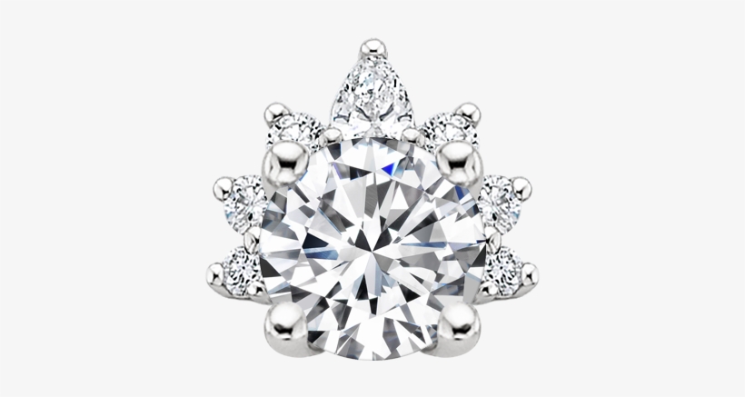 Crescent Diamond Engagement Ring Diamond Png - Lab Created Cadenza Halo Diamond Bridal Set - 14k Rose, transparent png download