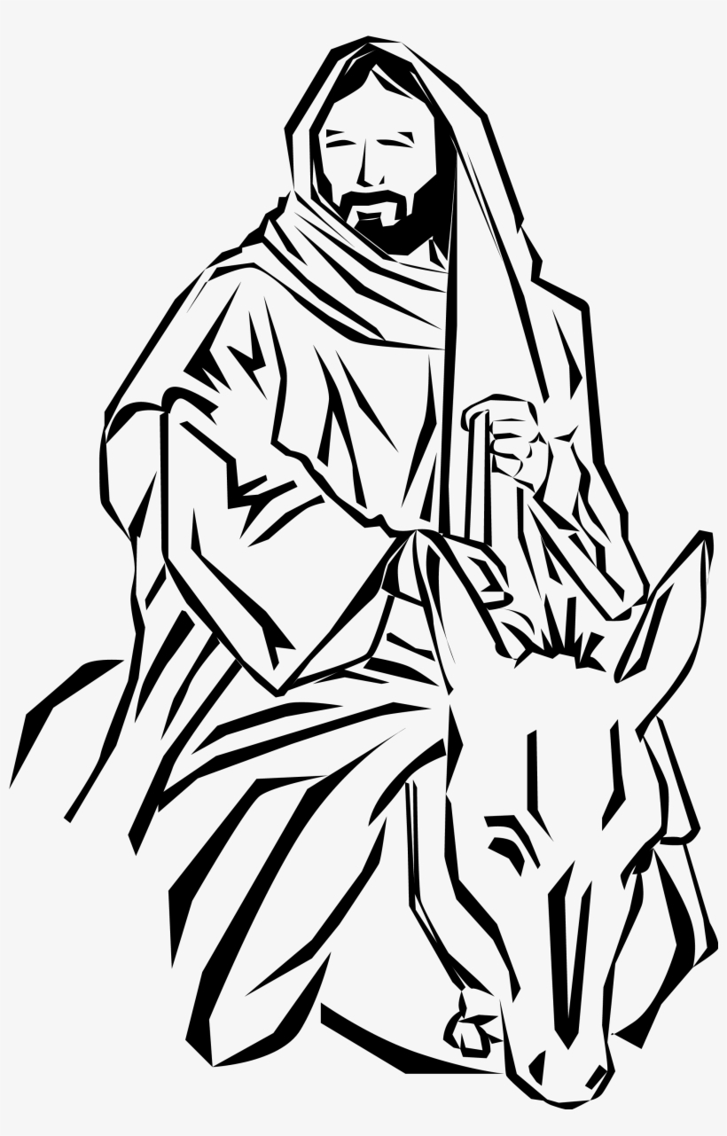 Free Donkey Black And White Alternative Design - Jesus On A Donkey Clipart, transparent png download