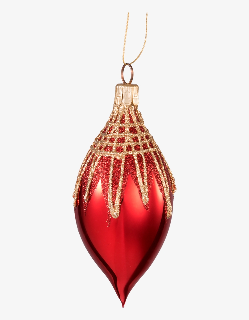 Glass Ornament Red Olive With Glitter Roof - Glass, transparent png download