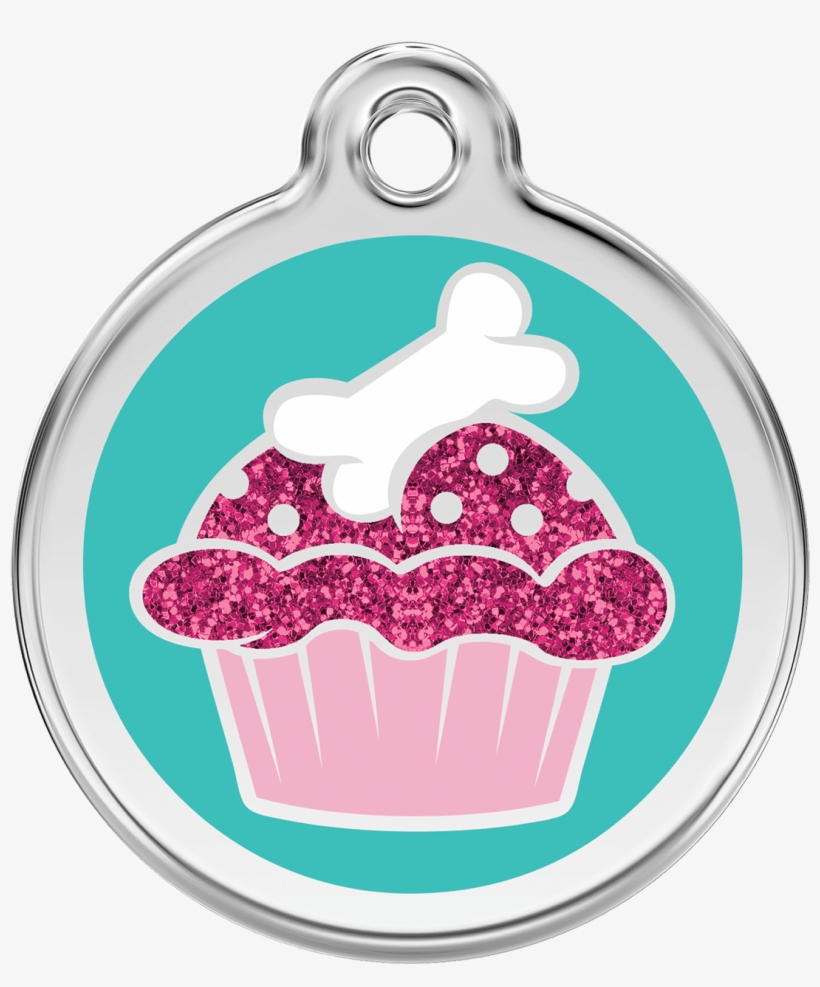 Red Dingo Glitter Pet Id Tags - Médaille Chien Cupcake, transparent png download