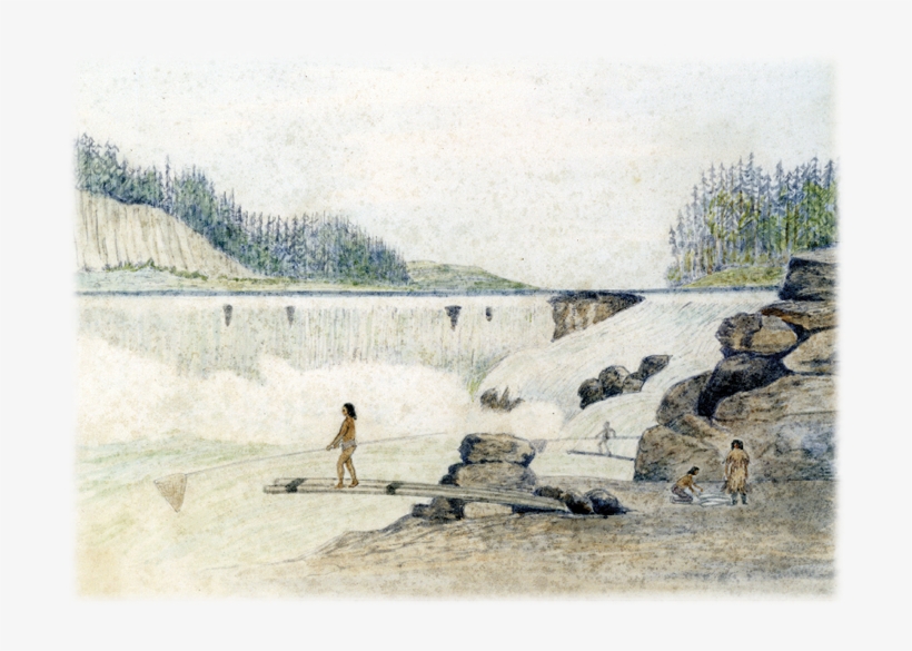 Indians Fishing At Willamette Falls Near Oregon City - Flti, transparent png download