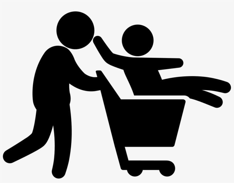 Father With Son On Shopping Cart Comments, transparent png download
