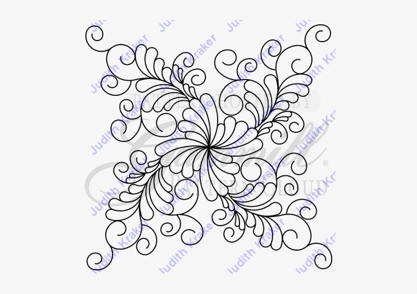 Blk Dwr Feather Swirl Center - Line Art, transparent png download