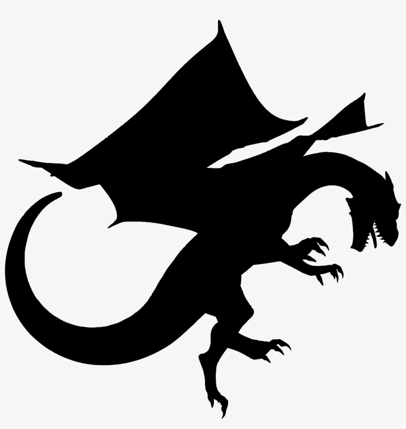 Yellow Dragon Silhouette - Dragon Silhouette Png, transparent png download