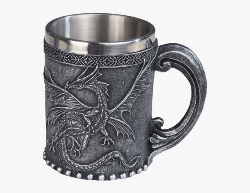 Steel Insert Flying Dragon Mug - Stealstreet Ss-g-71538 Grey & Black Medieval Flying, transparent png download