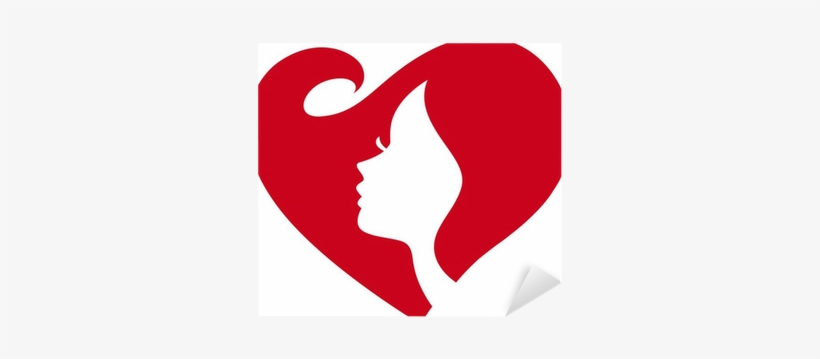 Love Heart Shape Woman Face Silhouette Sticker • Pixers® - Female Silhouette Blowing Hearts, transparent png download