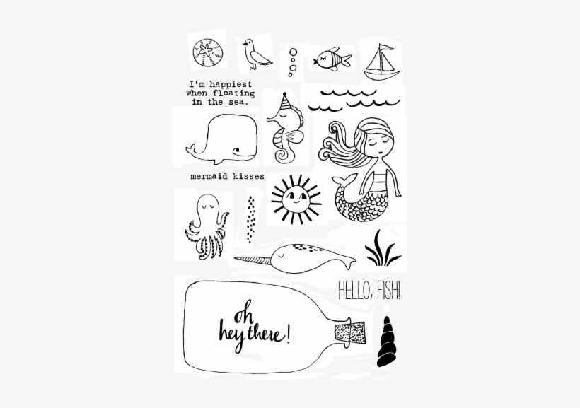 20138 Mermaid Kisses Set Nopkg - Flora & Fauna Clear Stamp Set - Mermaid Kisses, transparent png download