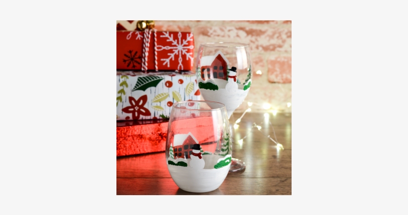 Winter Scene Wine Glass - Centrepiece, transparent png download