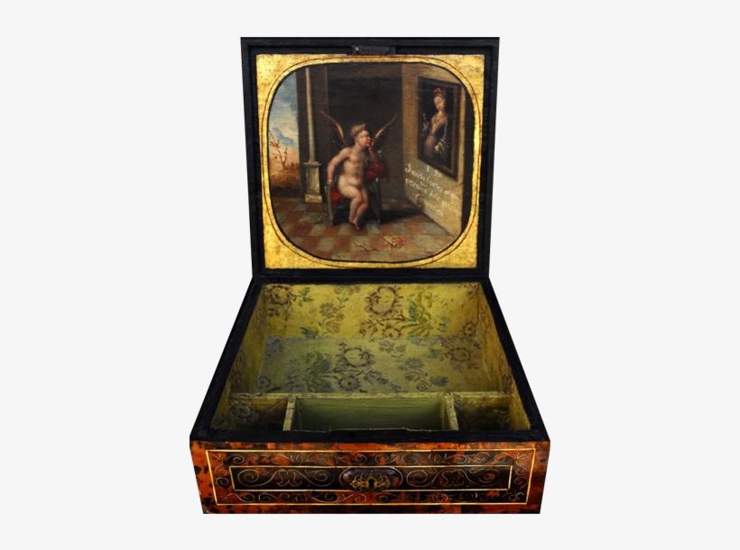 Caja De Carey Con Escena Amorosa Y Cartel En Latín - Antique, transparent png download
