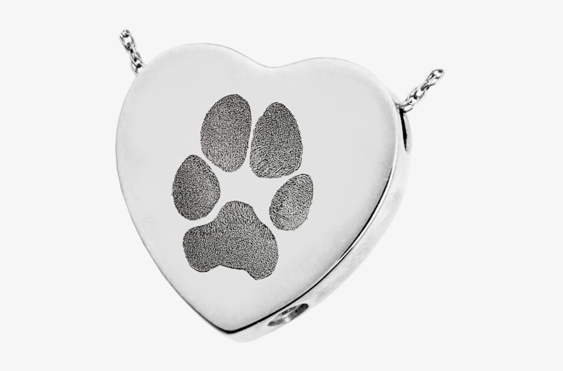 Nm 503 S Sterling Silver Heart With Nose Or Paw Print - Pawprint And Name Heart Slider Sterling Silver Pet, transparent png download