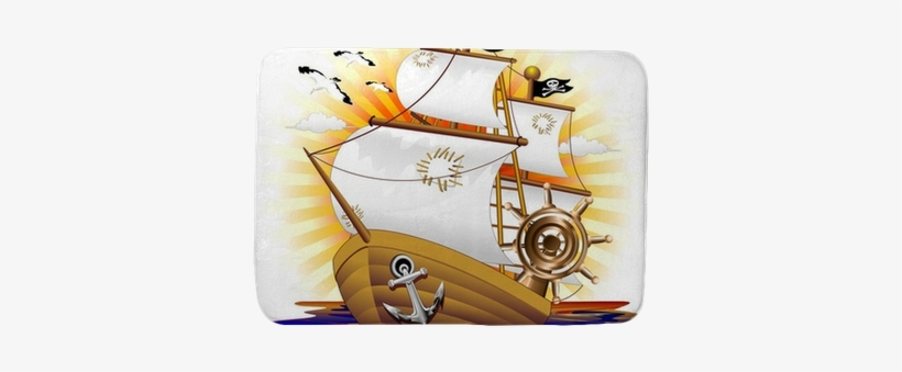 Nave Pirata Cartoon Pirate Ship-vector Bath Mat • Pixers® - Piracy, transparent png download
