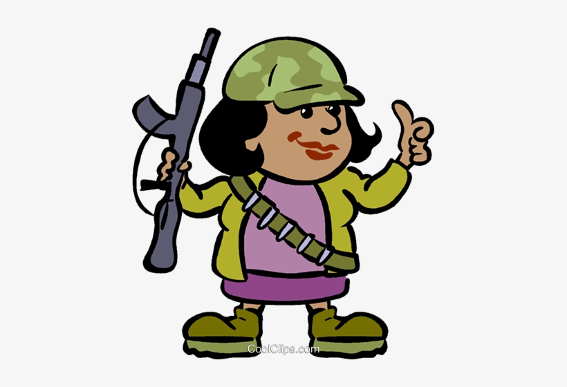 Female Soldier With A Gun Royalty Free Vector Clip - Cartoon Woman Soldier, transparent png download