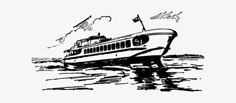 Ship Clipart Vector - Boat On Water Outline, transparent png download