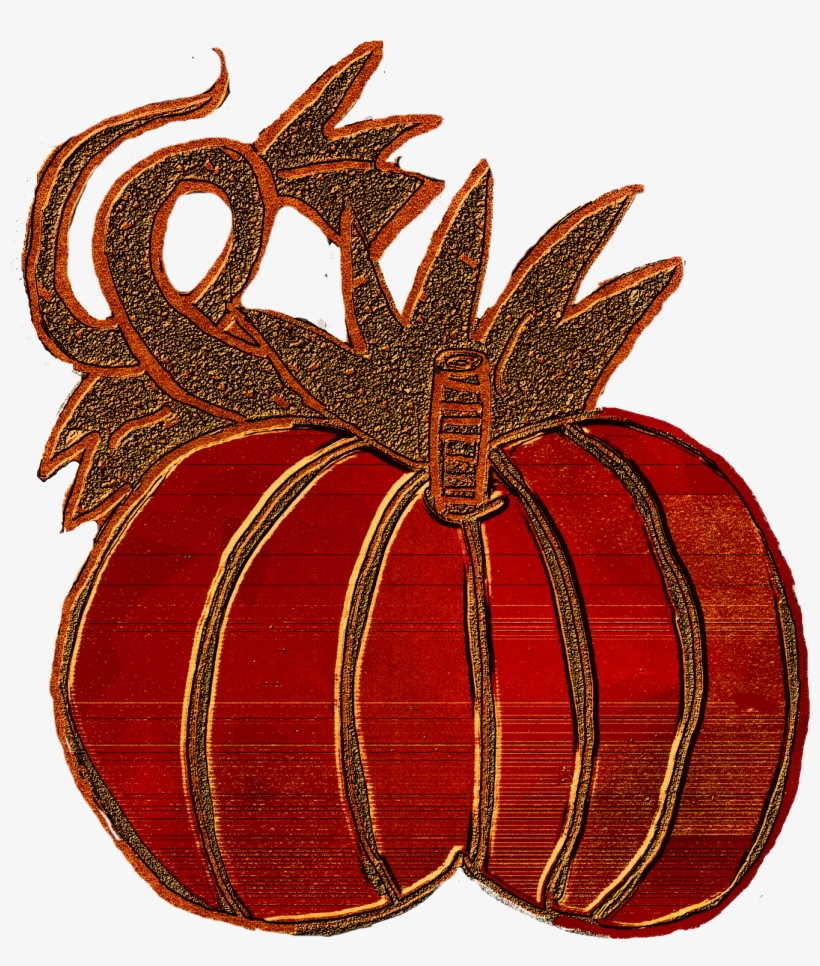 Chubby Pumpkins With Vine To Left And Large Leaf To - Illustration, transparent png download