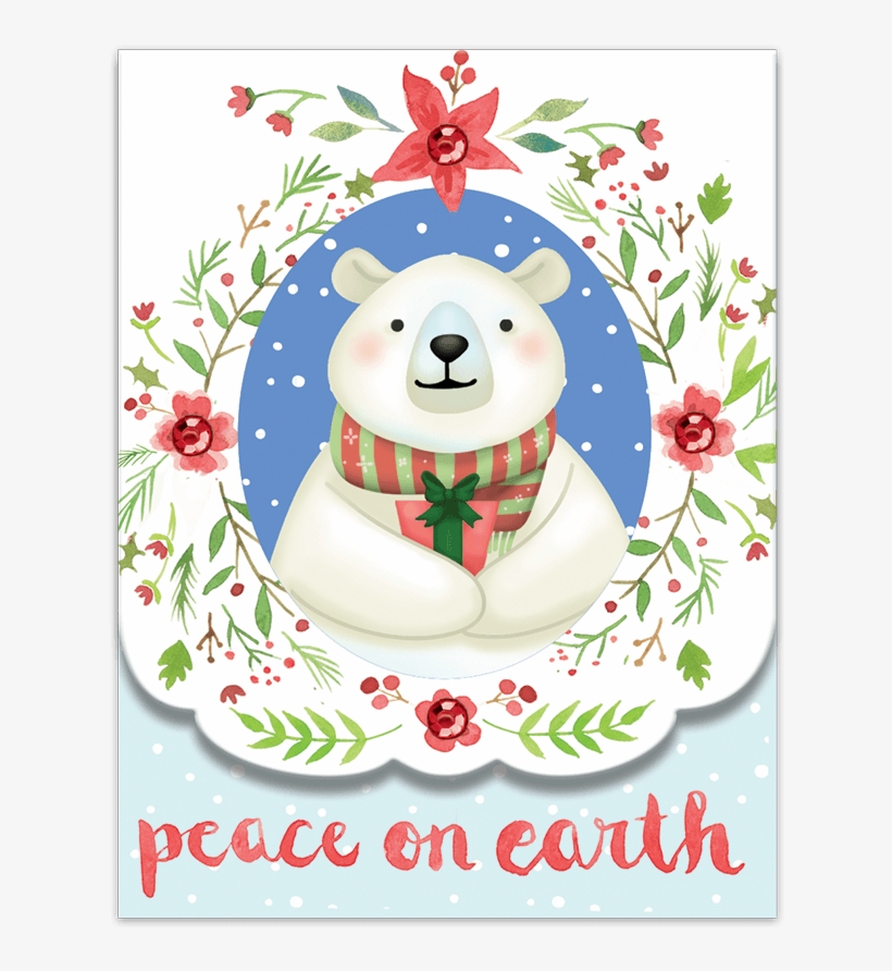 Bear Peace On Earth Pocket Note Pad - Molly & Rex Note Holiday Pocket Pad Bear Wreath, transparent png download