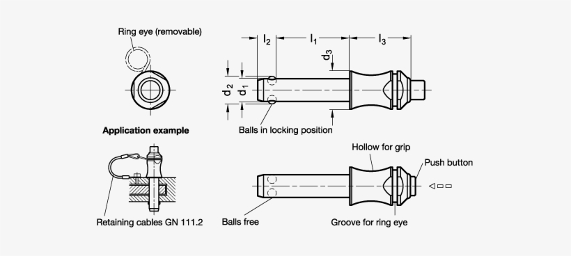 Stainless Steel-ball Lock Pins Aisi 303, With Hollow - Spring Loaded Ball Lock, transparent png download