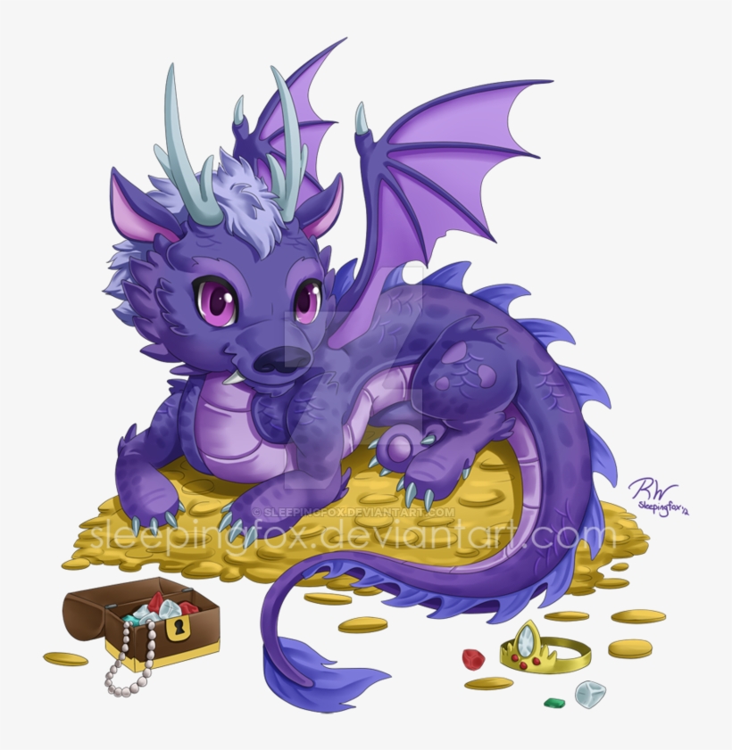 Treasure Dragon Commission By Sleepingfox - Painting, transparent png download