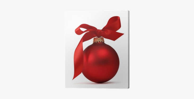 Red Christmas Ball With Ribbon Canvas Print • Pixers® - Christmas Ball And Ribbon, transparent png download