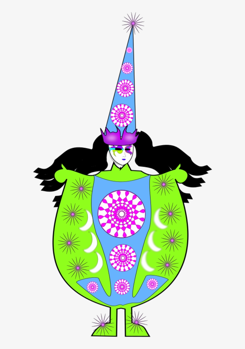 Clown Wearing Large Dress And Long Hat - Hat, transparent png download