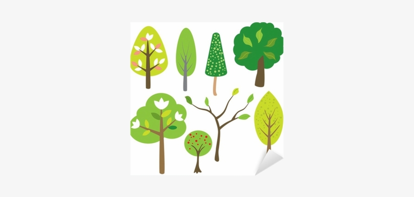 Vinilo Pixerstick Árboles De Dibujos Animados De Estilo - Cartoon Trees, transparent png download